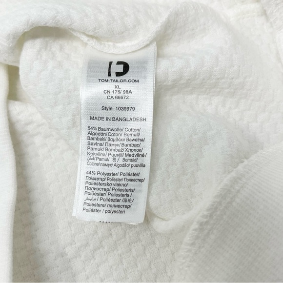 TOM TAILOR DENIM Women’s Off White Textured Ruched Sleeve Sweatshirt Size XL - Picture 7 of 8